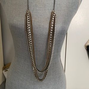 Multi Layered Chain and Rhinestone Necklace